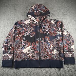 Johnny Was Hoodie Womens L Multicolor Paisley Full Zip Jersey Cotton Boho Print